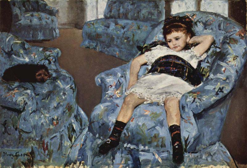 Little Girl in a Blue Armchair